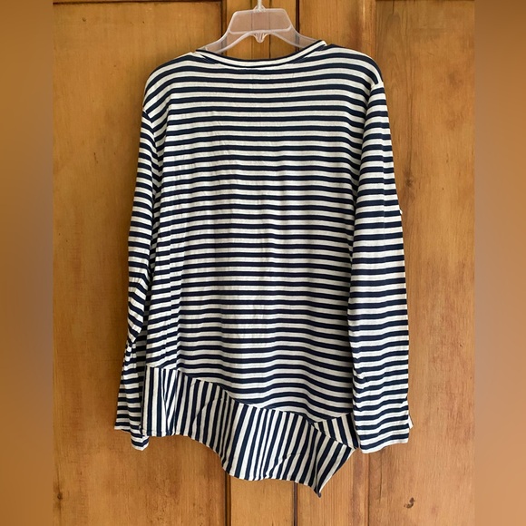 Cabi long sleeve asymmetrical hem striped top - Picture 2 of 2